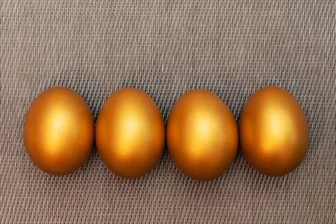 Golden Easter egg, happy Easter sunday hunt holiday decorations Stock Photos