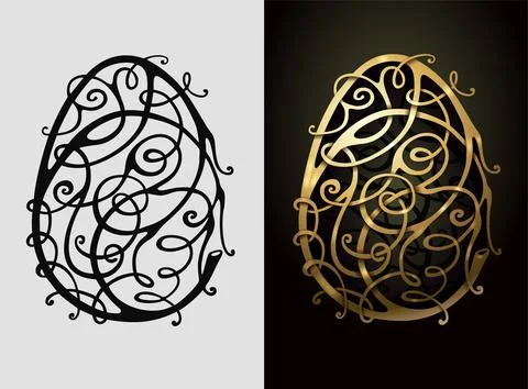 Golden Easter egg made from wicker vine Stock-Illustration
