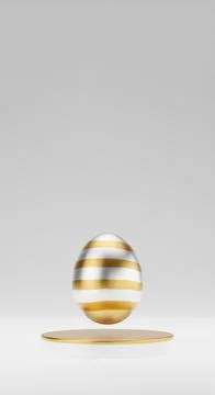 Golden Easter egg on podium 3d render illustration. happy easter day concept. Stock Illustration