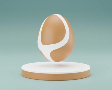 Golden Easter egg on podium 3d render illustration green background. happy ea 스톡 일러스트