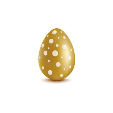 Golden Easter egg with polka dot pattern isolated on white background. Stock Illustration