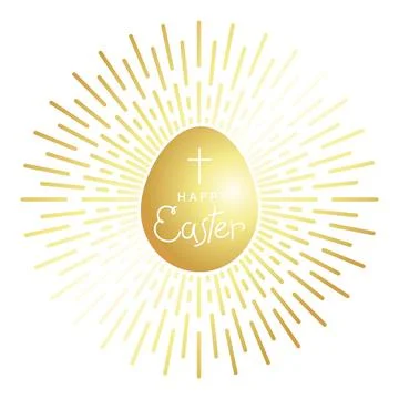 Golden Easter egg with rays of light radiating outwards Stock Illustration