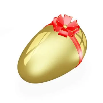 Golden easter egg with red bow and ribbon Stock Illustration