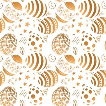 Golden Easter egg seamless pattern. Vector illustration. Illustrazione stock