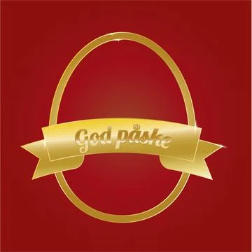Golden Easter egg silhouette with the words God Paske, Scandinavian Happy Easter イラスト素材