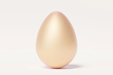 Golden Easter egg on white background, spring April holidays card, 3d Stock Illustration