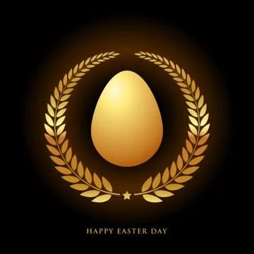 Golden Easter Egg with wreath. Isolated Vector Illustration Stock Illustration