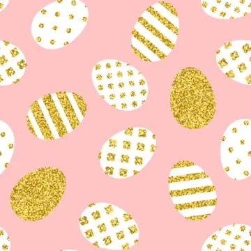 Golden Easter eggs pattern 스톡 일러스트
