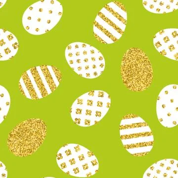 Golden Easter eggs pattern Stock Illustration