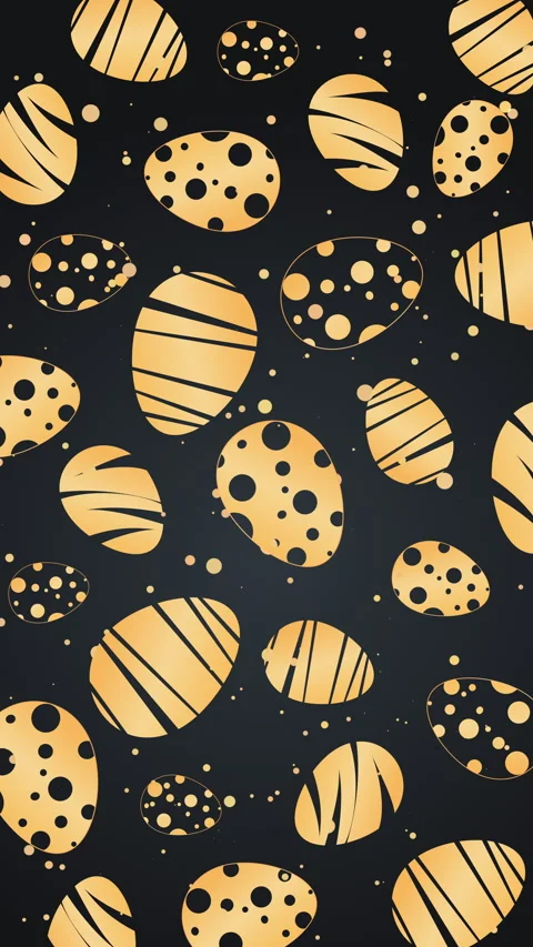 Golden Easter eggs with patterns on a black background. Vertical video. Stock Footage 267298354