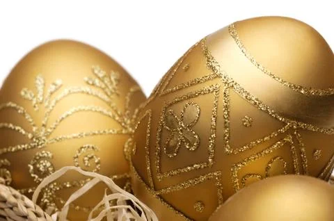 Golden easter eggs Stock Photos