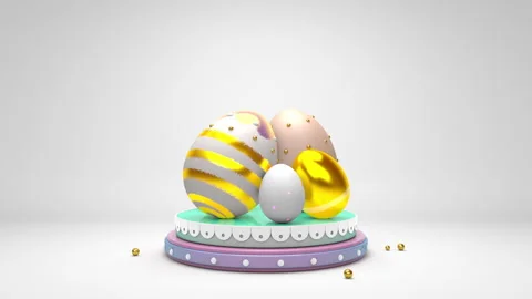 Golden Easter Eggs On Podium Loop Stock Footage 151106167