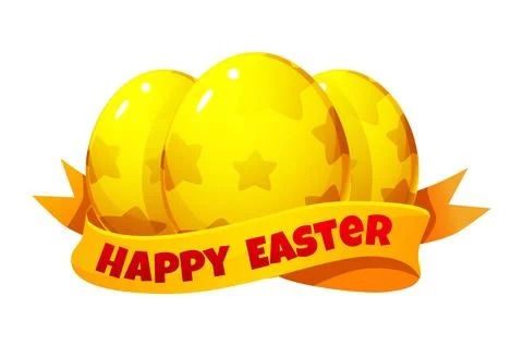 Golden Easter eggs with ribbon for your greeting card,calendars, stickers o.. Stock Illustration