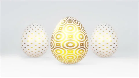 Golden Easter eggs rotate on a bright background. Happy Easter greeting card Stock Footage 170266149