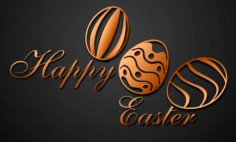 Golden easter frame with easter eggs on black background Stock Illustration