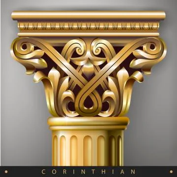 Golden Eastern Column Stock Illustration
