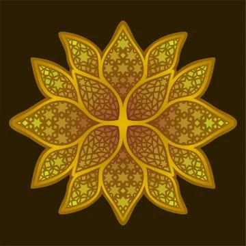 Golden eastern pattern on the dark background Stock Illustration