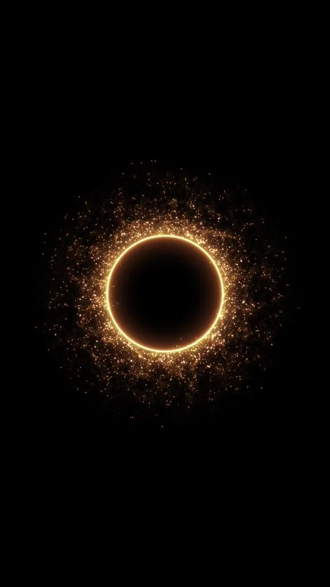 Golden Eclipse Ring with Glitter Particle Halo Stock Footage 342629645