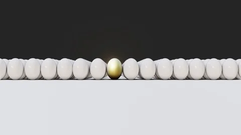 Golden egg among white Stock Footage 106562628