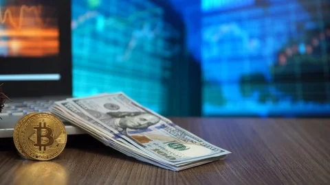 Golden Egg, Bitcoin Digital Money and Dollar. Future Investment Concept Stock Footage 86784850