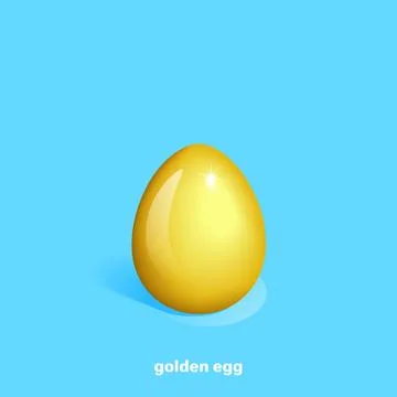 Golden egg on a blue background, isometric image Stock Illustration