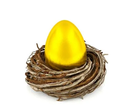 Golden egg in nest Stock Illustration