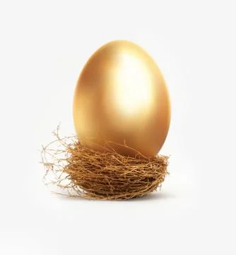 Golden egg in nest Stock Photos