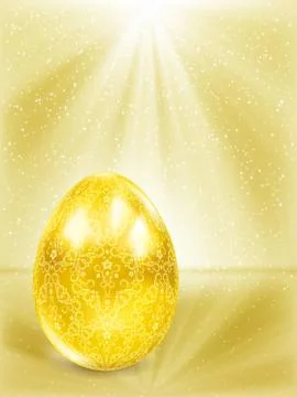 Golden egg in the rays. Stock Illustration