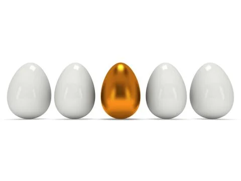 Golden egg in a row of the white eggs Illustrazione stock