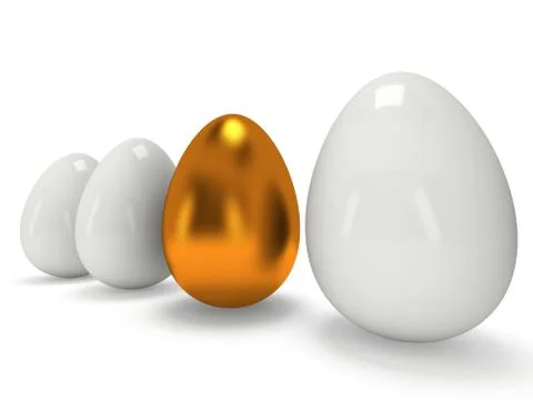 Golden egg in a row of the white eggs Illustrazione stock