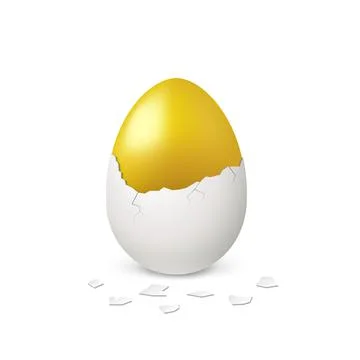Golden egg in white eggshell Stock Illustration