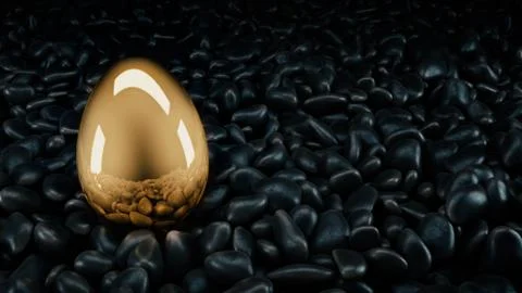 Golden eggs. 3D Rendering Stock Illustration