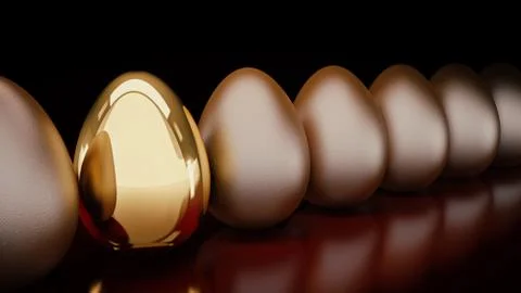 Golden eggs. 3D Rendering Stock Illustration