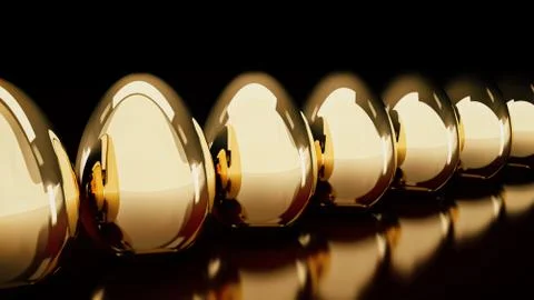 Golden eggs. 3D Rendering Stock Illustration