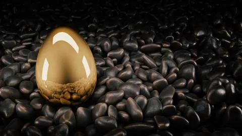 Golden eggs. 3D Rendering Stock Illustration