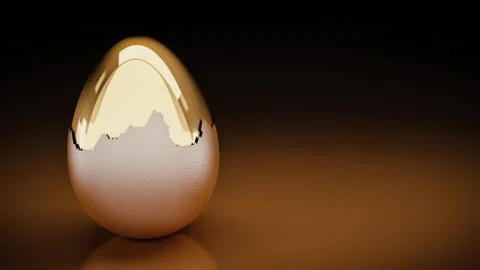 Golden eggs. 3D Rendering Stock Illustration