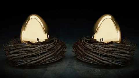 Golden eggs. 3D Rendering Stock Illustration