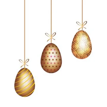 Golden eggs easter decorated hanging Stock Illustration