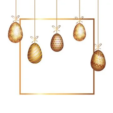 Golden eggs easter decorated hanging Stock Illustration