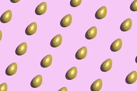 Golden eggs easter on light pink background illustration print Stock Photos