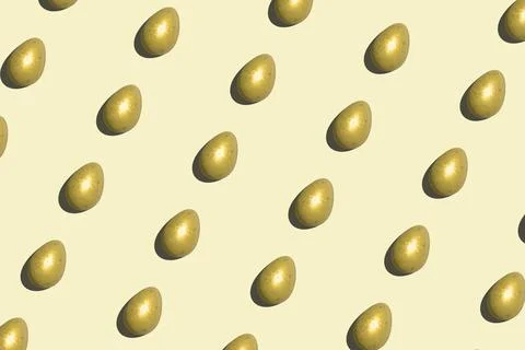Golden eggs easter on light yellow background illustration print Stock Photos