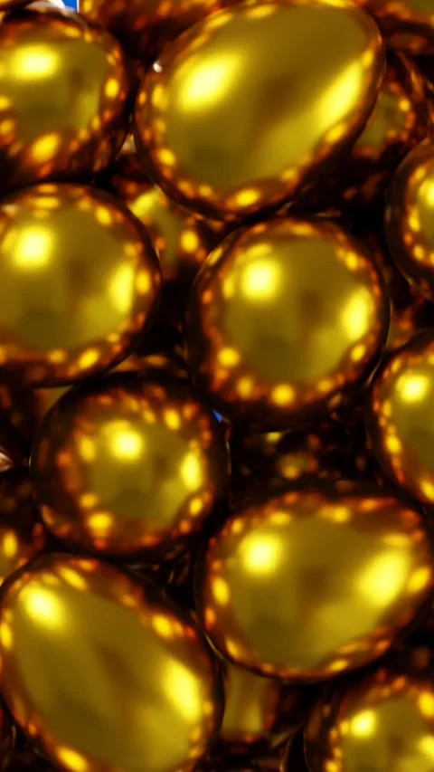 Golden eggs falling on a blue screen. 3d transition. Easter and business concept Stock Footage 266918325
