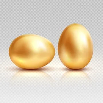 Golden eggs realistic vector illustration for easter greeting card Illustrazione stock