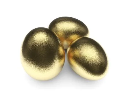 Golden eggs on whit background Stock Illustration