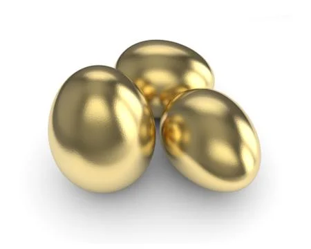 Golden eggs on whit background Stock Illustration