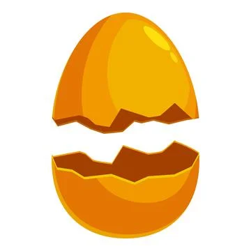 Golden eggshell opening, revealing its empty inside Stock Illustration