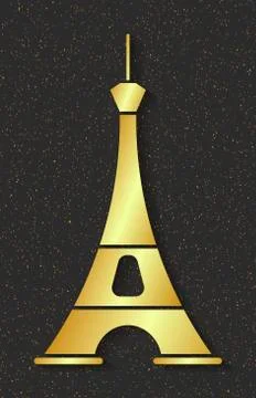 Golden Eiffel Tower. Design Element For Maps, Banners, Flyers, Paris Letterin Ilustración de archivo