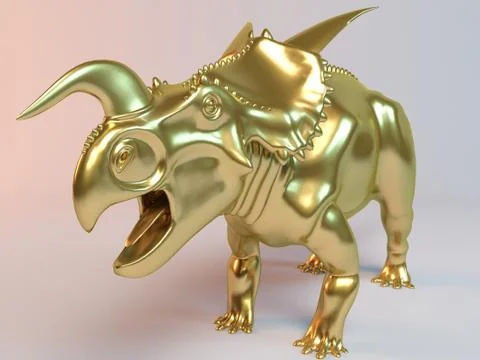 Golden Einiosaurus 3D model Stock Illustration
