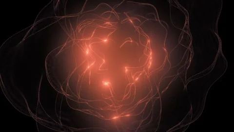 Golden electric lights in vortex space Stock Footage 270573983