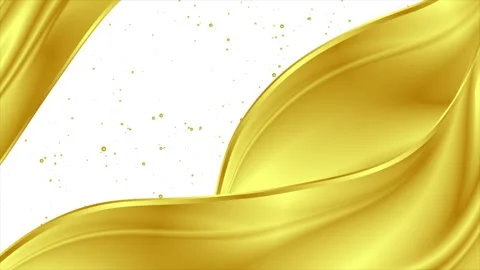 Golden elegant smooth waves and shiny dots abstract motion background Stock Footage 339081924